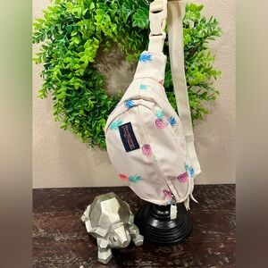 JANSPORT CREAM PINEAPPLE PRINT FANNY PACK or SLING BAG